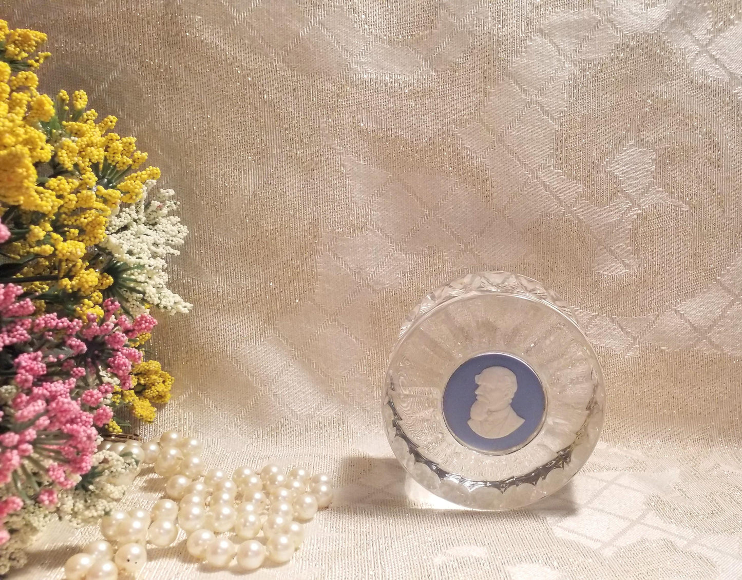 Wedgwood Charles Dickens Jasperware Crystal Paperweight
