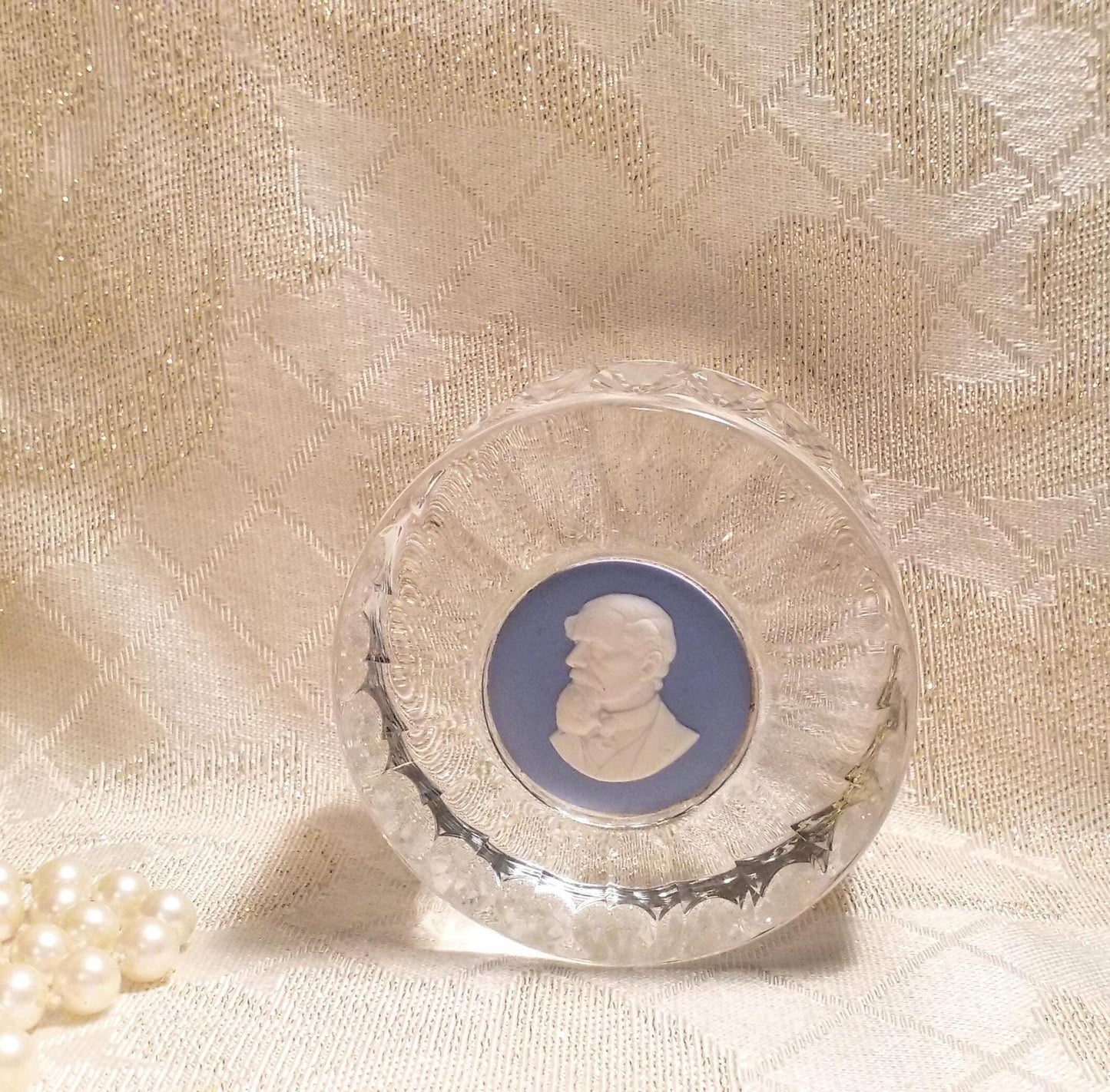 Wedgwood Charles Dickens Jasperware Crystal Paperweight