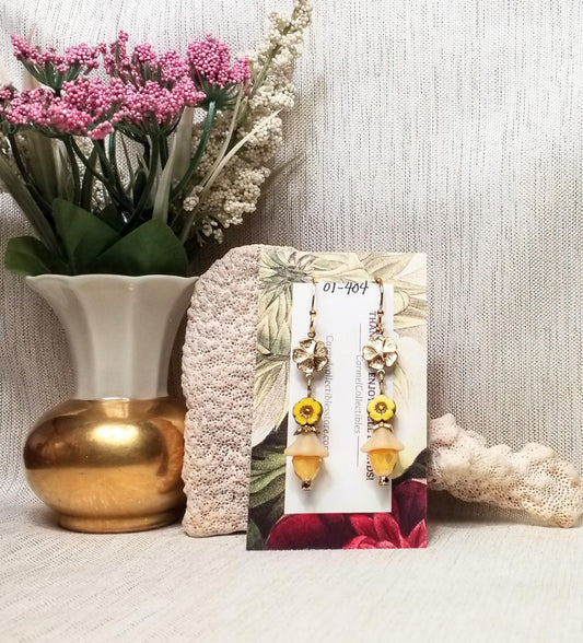 Czech Glass Flower Earrings Goldplated Earrings And Always FREE Domestic SHIPPING
