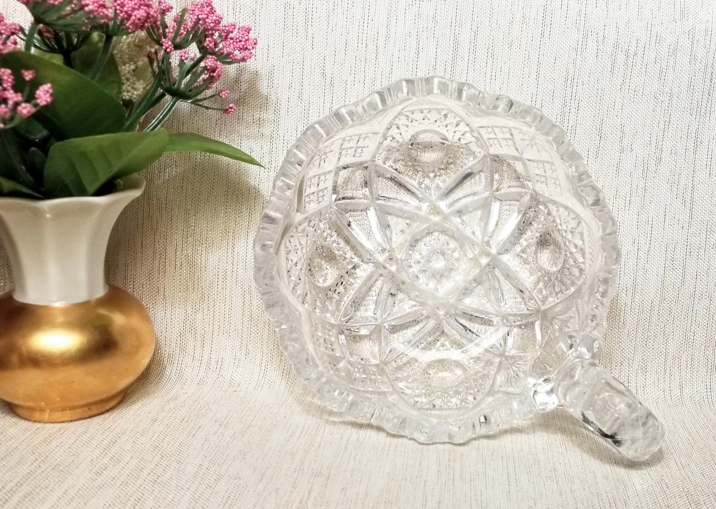 Vintage Cut Crystal Glass Porridger, Sawtooth Edge Bowl Always FREE Domestic SHIPPING