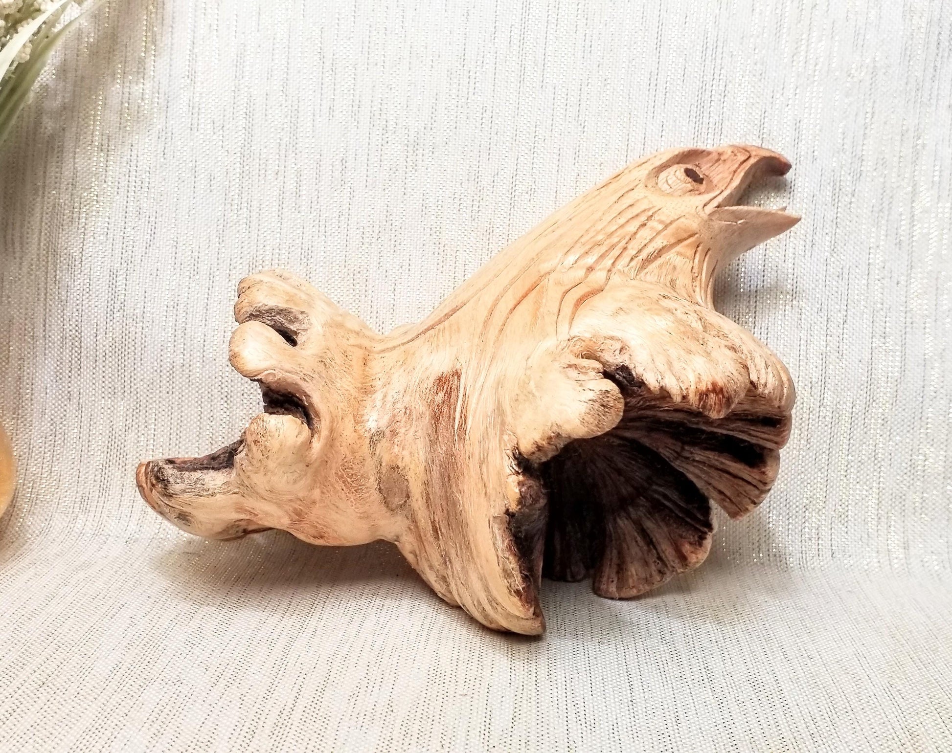 Burl Wood Eagle Carving with Double Knot Design Always FREE Domestic SHIPPING