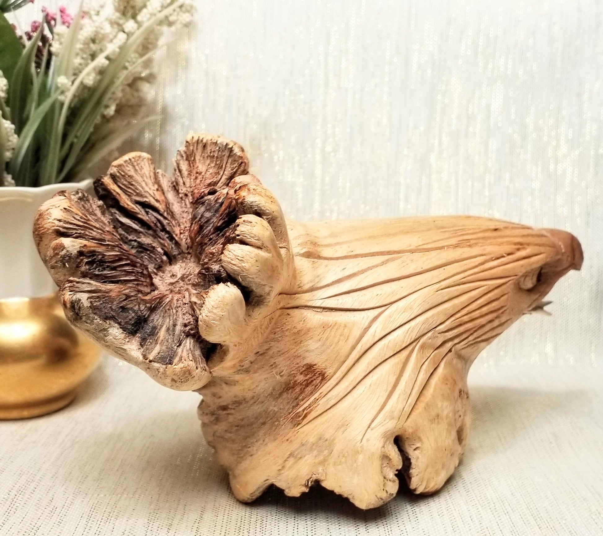 Burl Wood Eagle Carving with Double Knot Design Always FREE Domestic SHIPPING