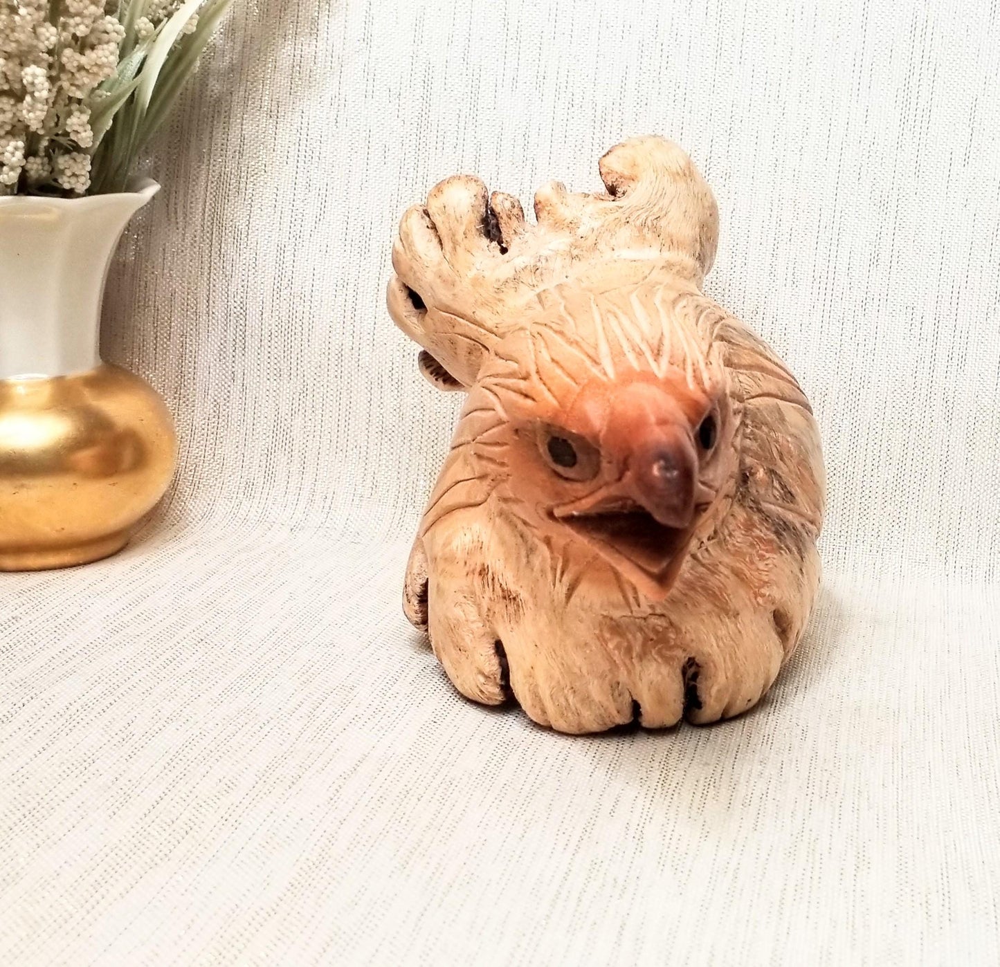 Burl Wood Eagle Carving with Double Knot Design Always FREE Domestic SHIPPING