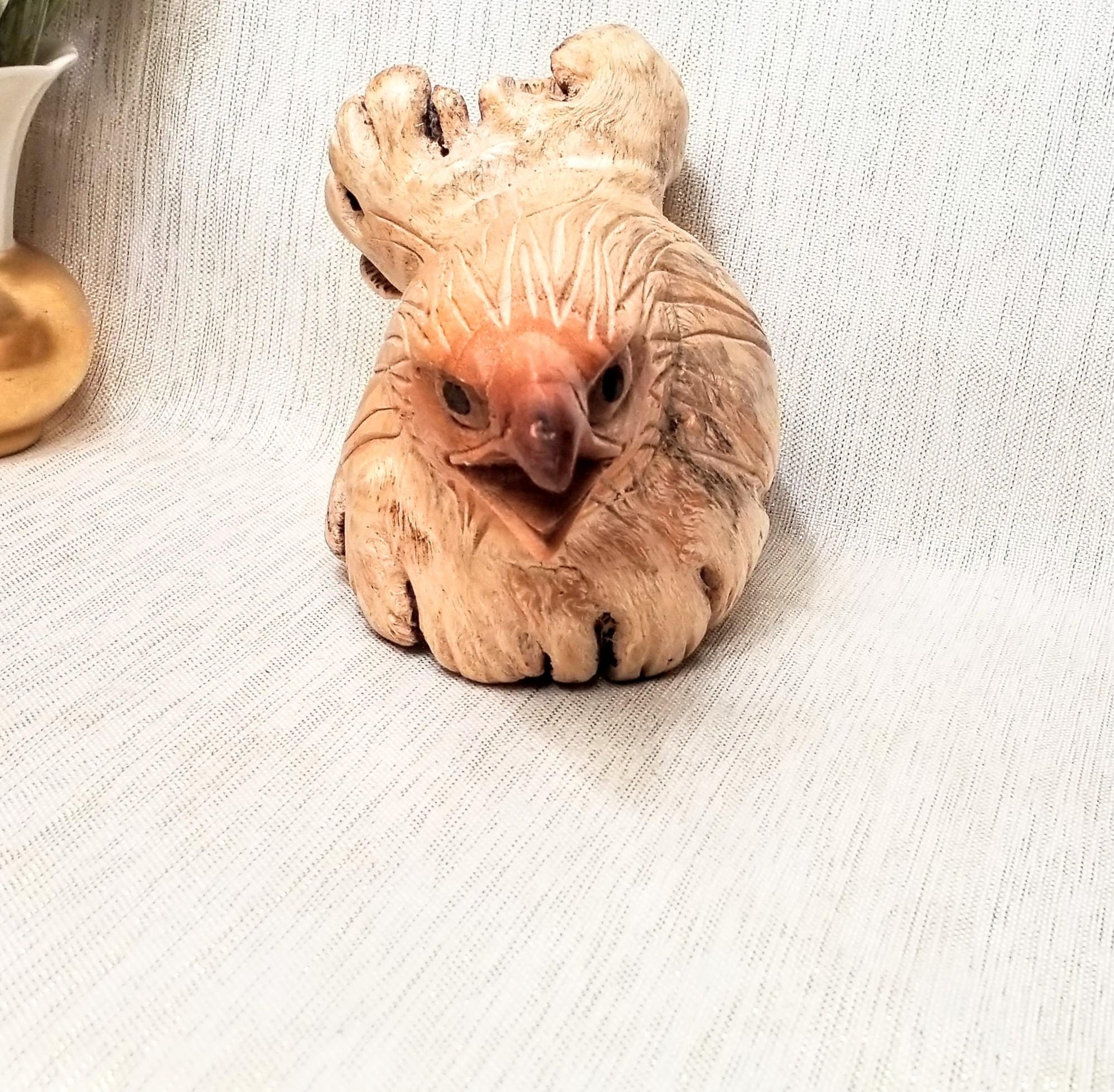 Burl Wood Eagle Carving with Double Knot Design Always FREE Domestic SHIPPING