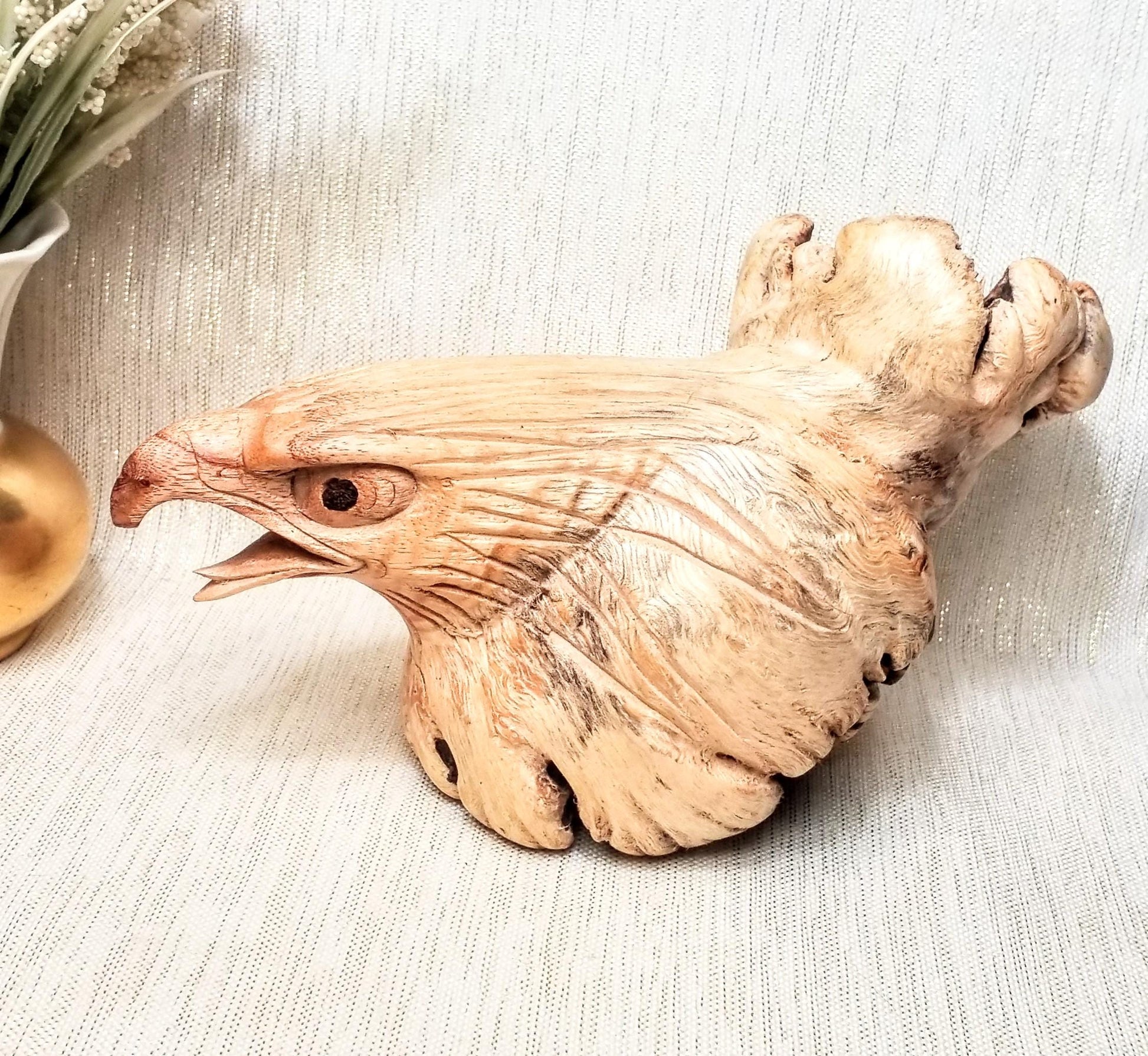 Burl Wood Eagle Carving with Double Knot Design Always FREE Domestic SHIPPING