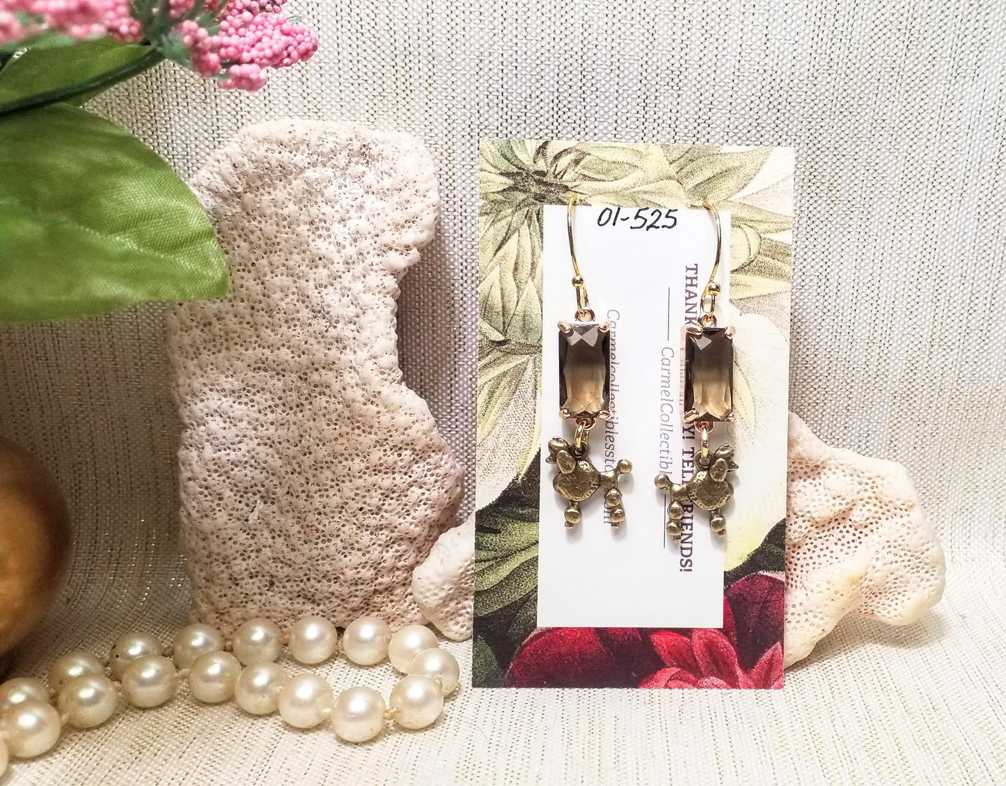 Handcrafted Crystal Earrings With Bronze Poodle Charms
