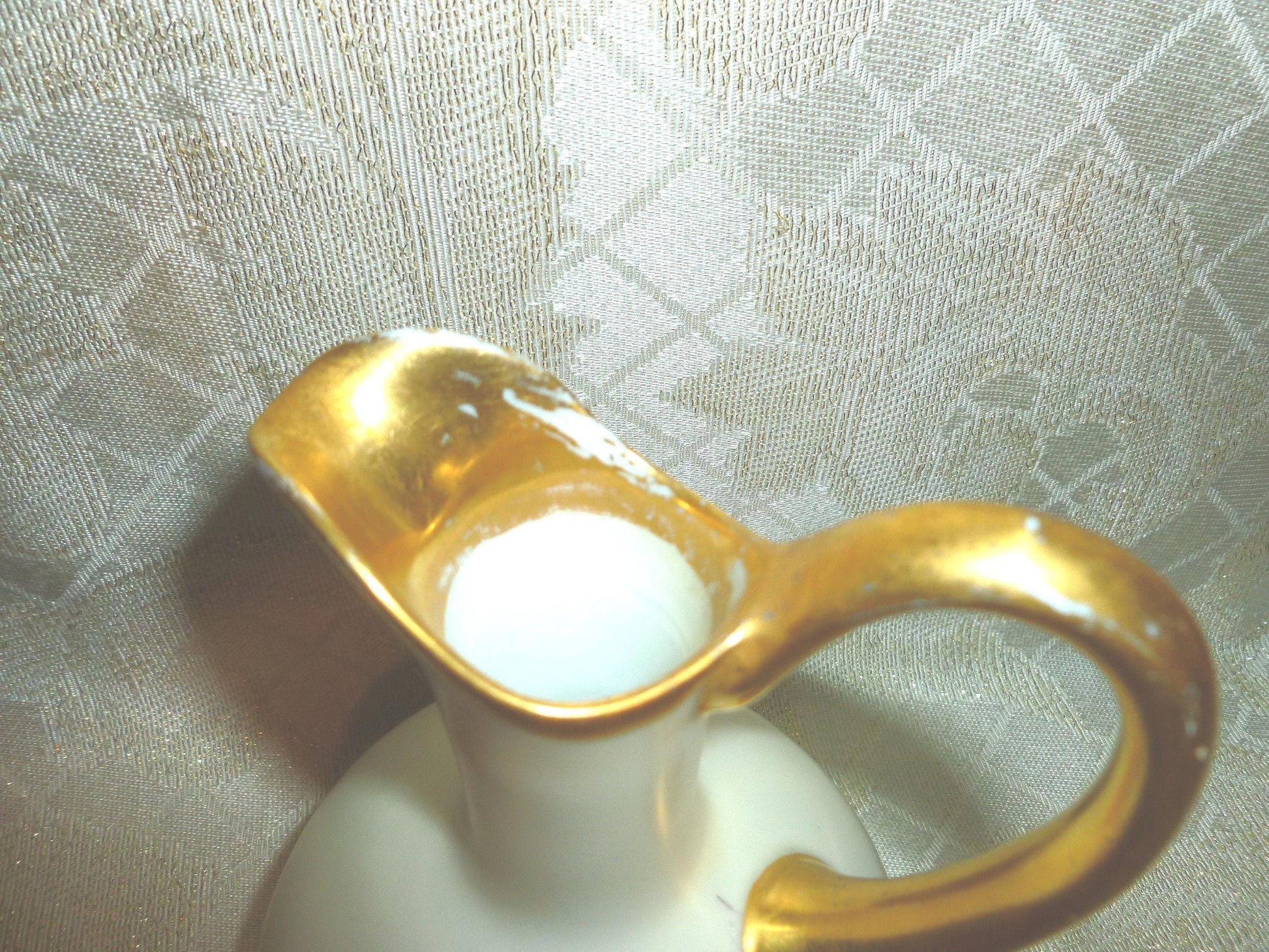 Vintage Bavaria Porcelain Cruet, White and Gold Trim