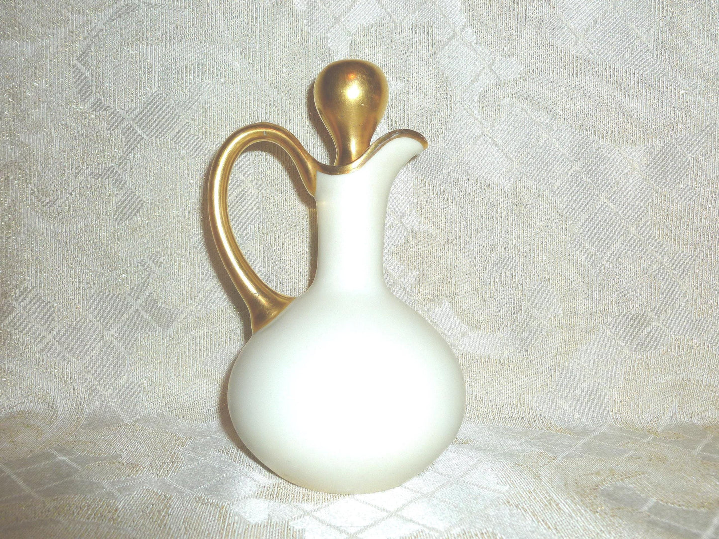 Vintage Bavaria Porcelain Cruet, White and Gold Trim