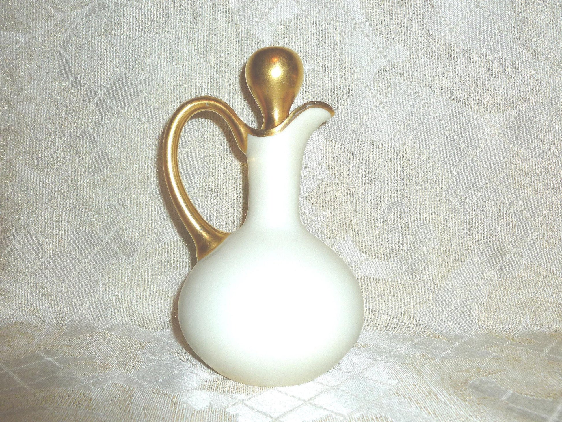 Vintage Bavaria Porcelain Cruet, White and Gold Trim