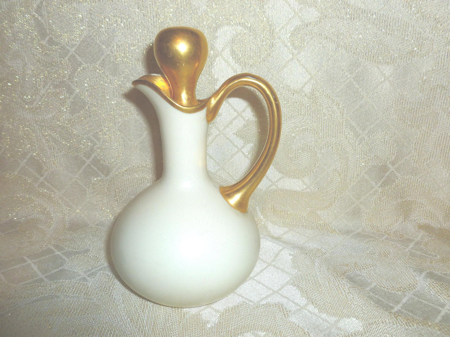 Vintage Bavaria Porcelain Cruet, White and Gold Trim