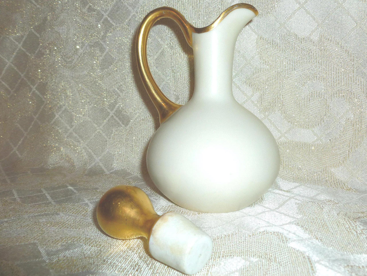 Vintage Bavaria Porcelain Cruet, White and Gold Trim