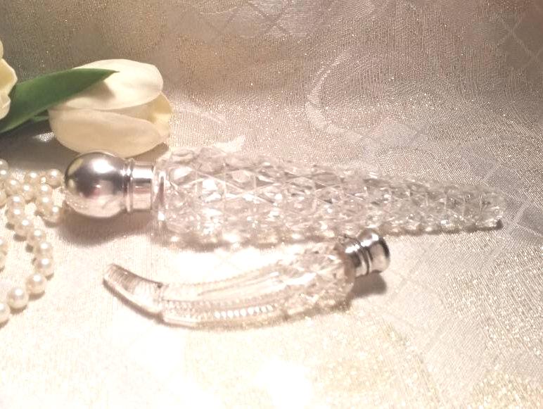 Scent Or Smelling Salt Bottles Elegant Antique Sterling Silver Tops Gorgeous Cut Crystal 2 Collectible Bottles Always FREE Domestic SHIPPING