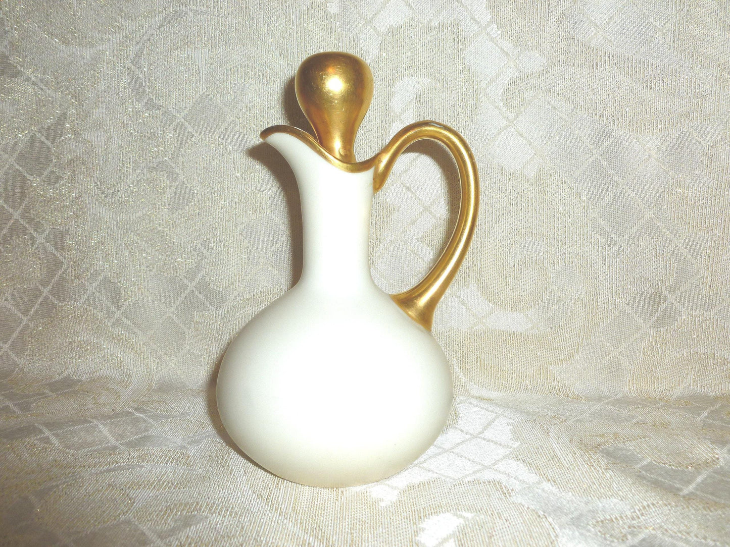 Vintage Bavaria Porcelain Cruet, White and Gold Trim