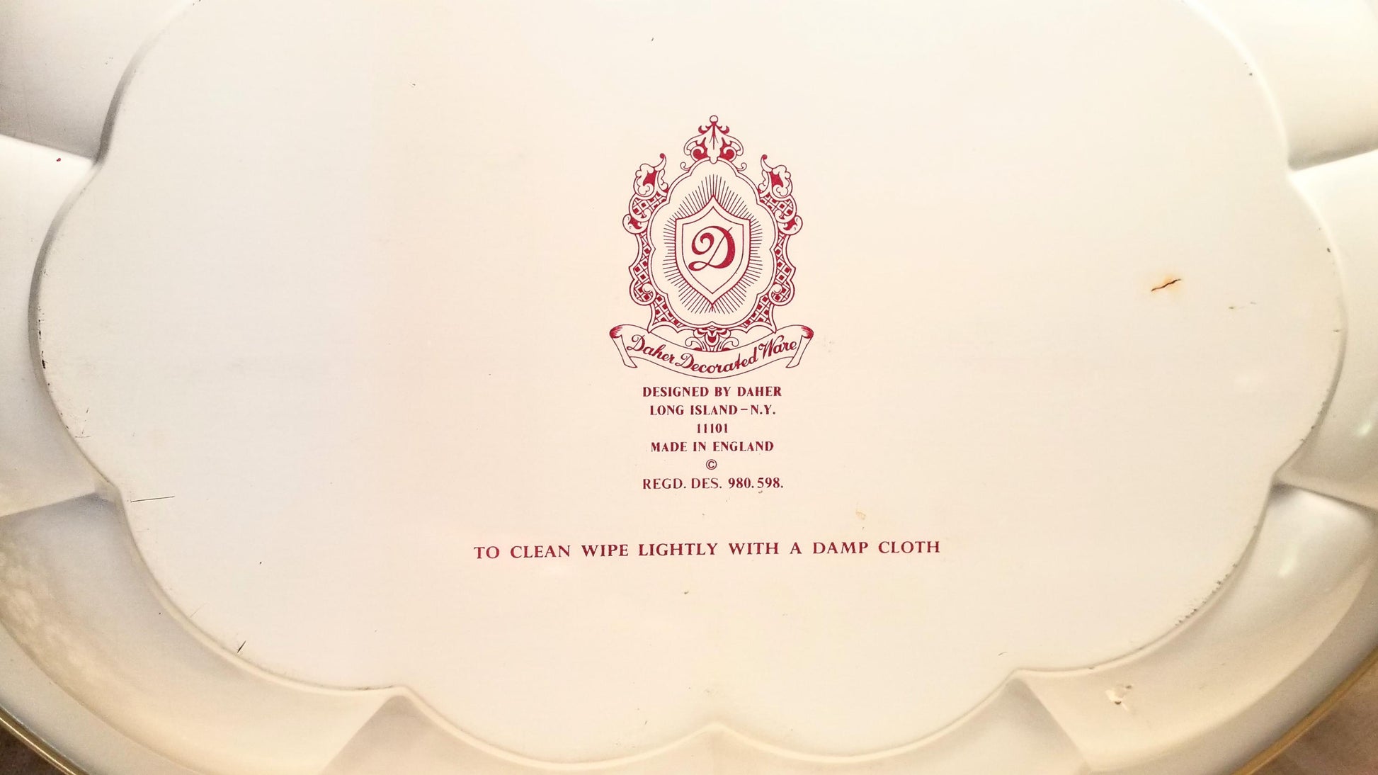 Daher Ware Metal Plate - Floral Decorated Display Decor