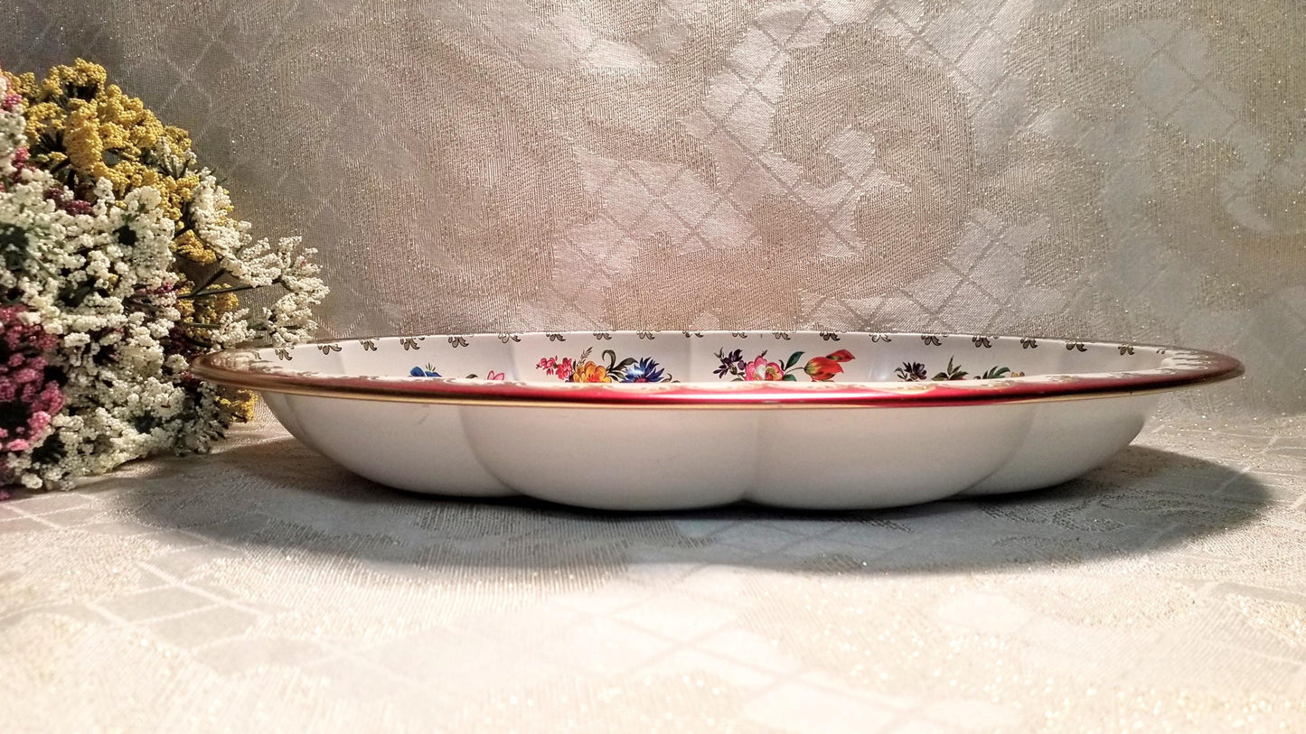 Daher Ware Metal Plate - Floral Decorated Display Decor