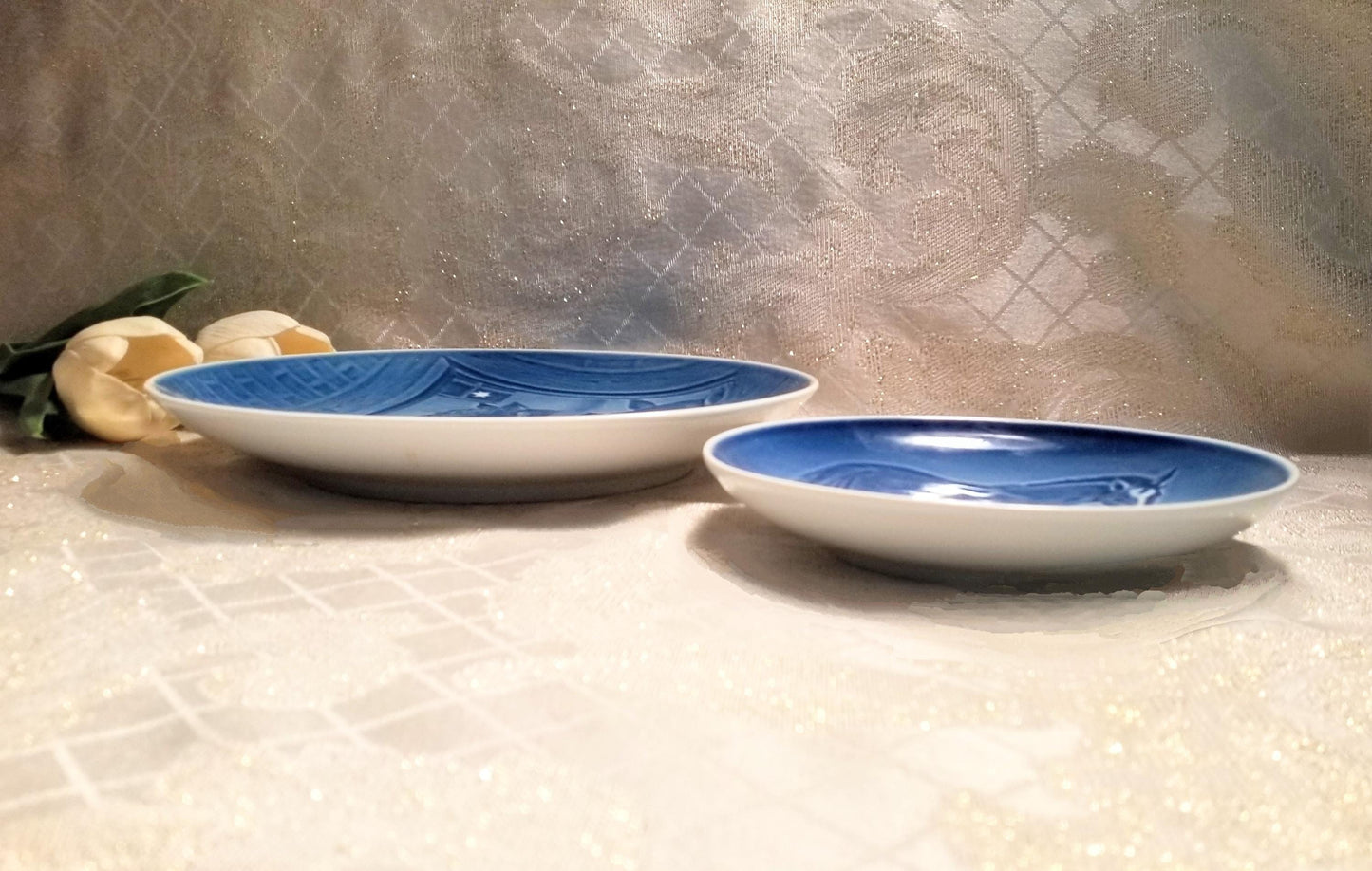 Bing and Grondahl Horse Plates, B&G Blue and White Porcelain Decor