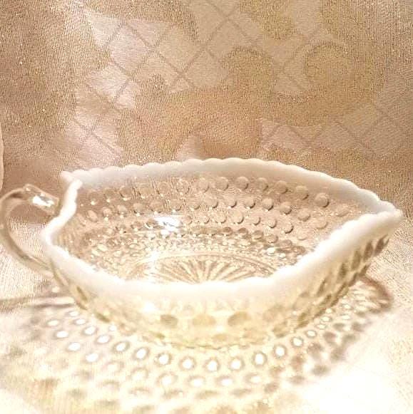 Vintage Heart Shaped Candy Dish White Milk Glass Rim And Always FREE Domestic SHIPPING