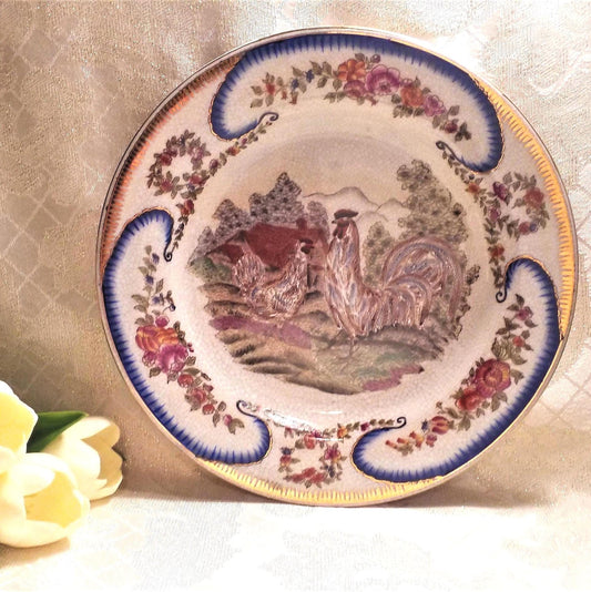 Vintage Farmhouse Chicken Plate Glazed Decorative Wall Hanging Always FREE Domestic SHIPPING