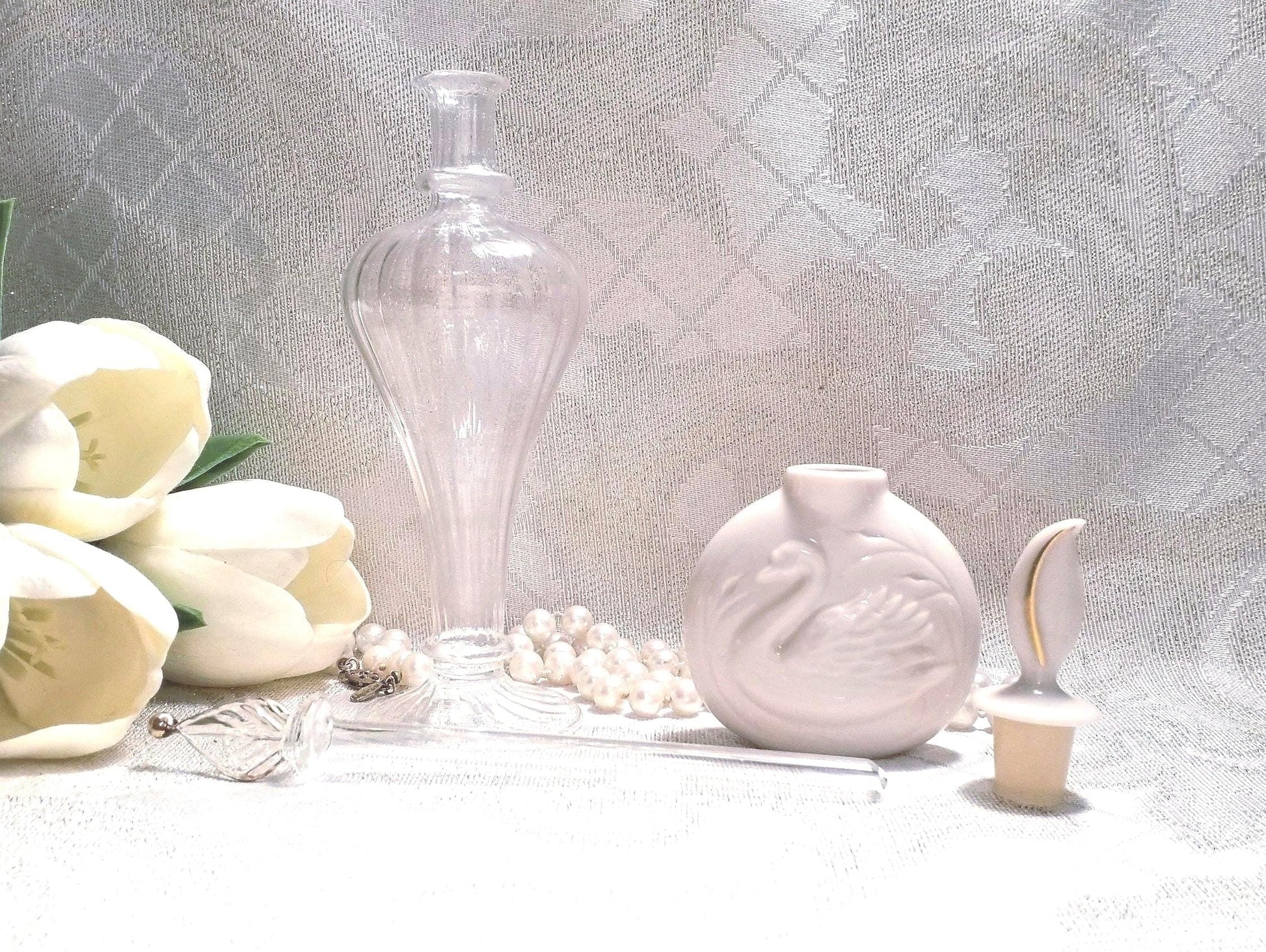 Vintage Lenox Swan Perfume Bottle And Handcrafted Egyptian Bottle Set And Always FREE Domestic SHIPPING For You