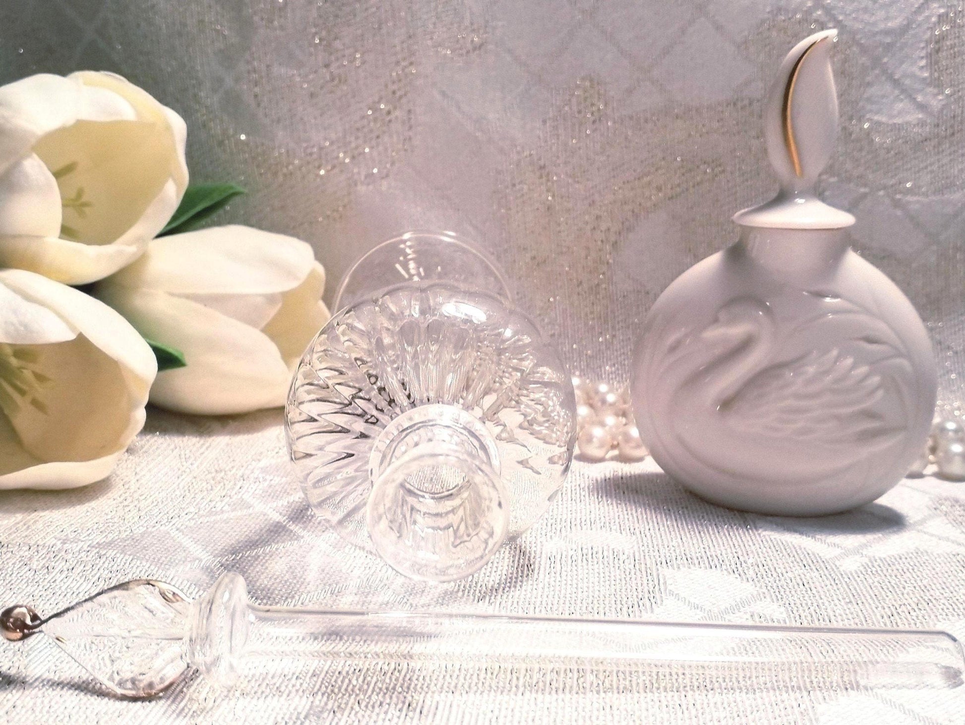 Vintage Lenox Swan Perfume Bottle And Handcrafted Egyptian Bottle Set And Always FREE Domestic SHIPPING For You