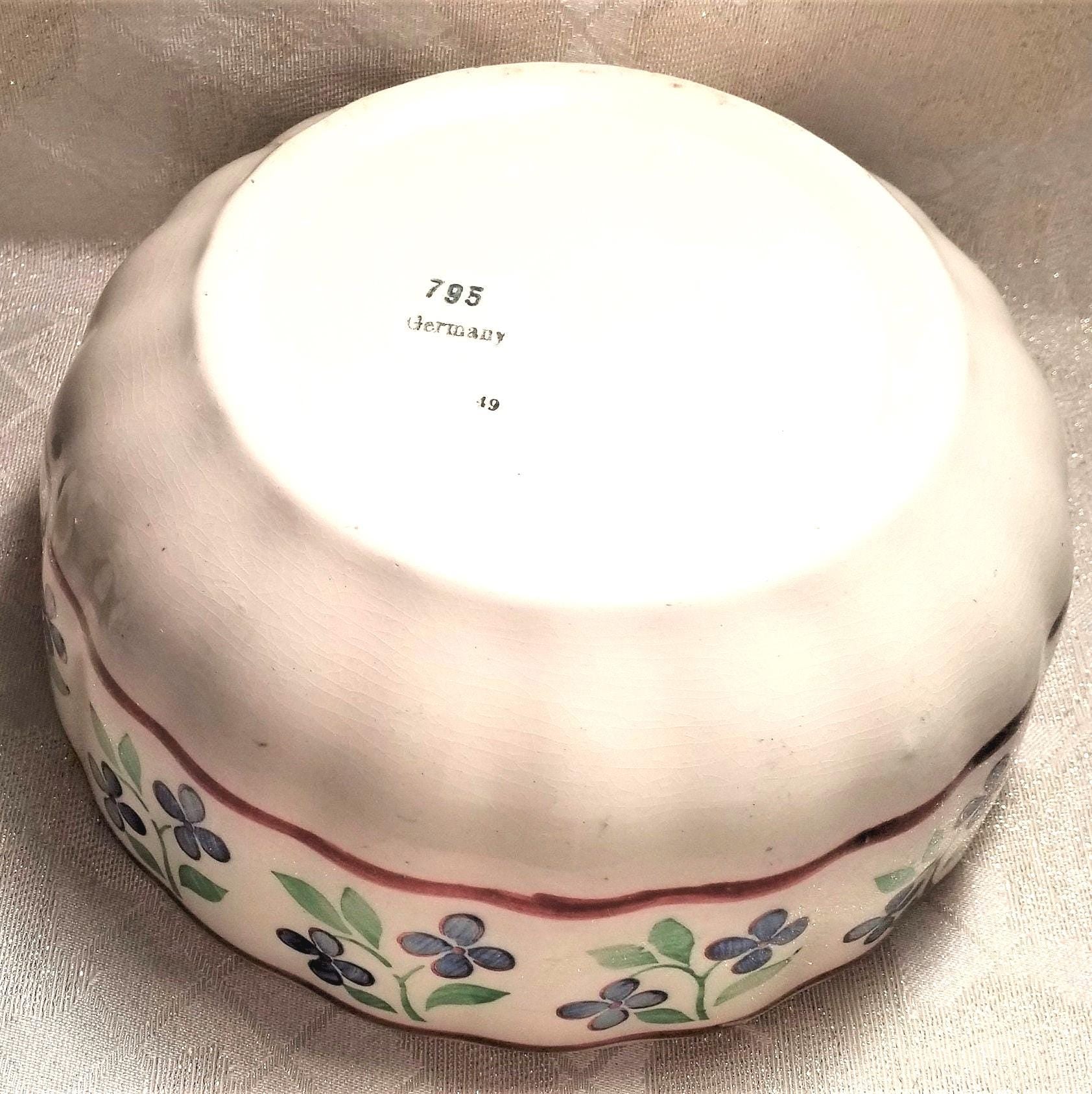 Large Vintage Floral Bowl, 1940s German Porcelain, Kitchen Decor