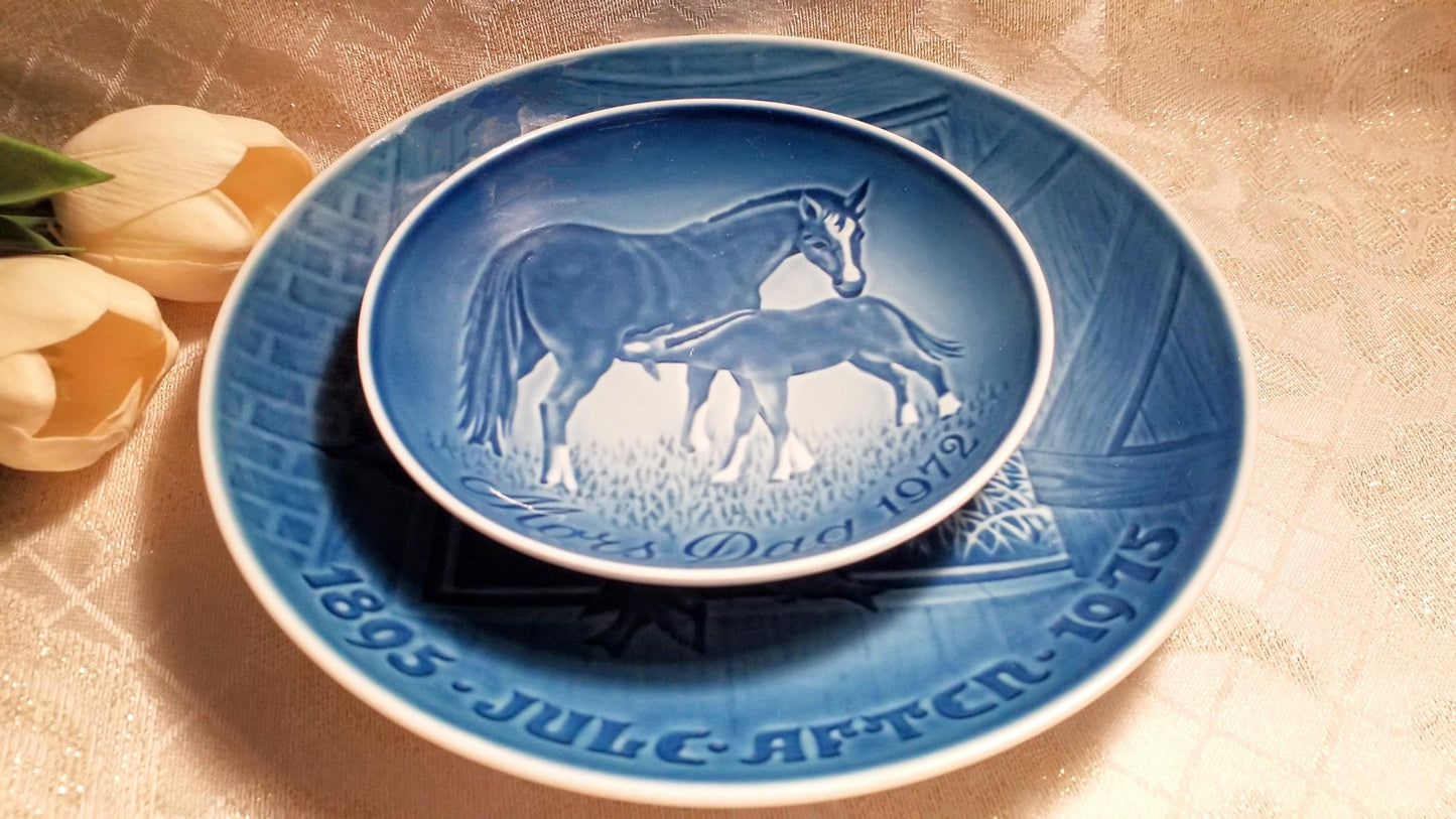 Bing and Grondahl Horse Plates, B&G Blue and White Porcelain Decor