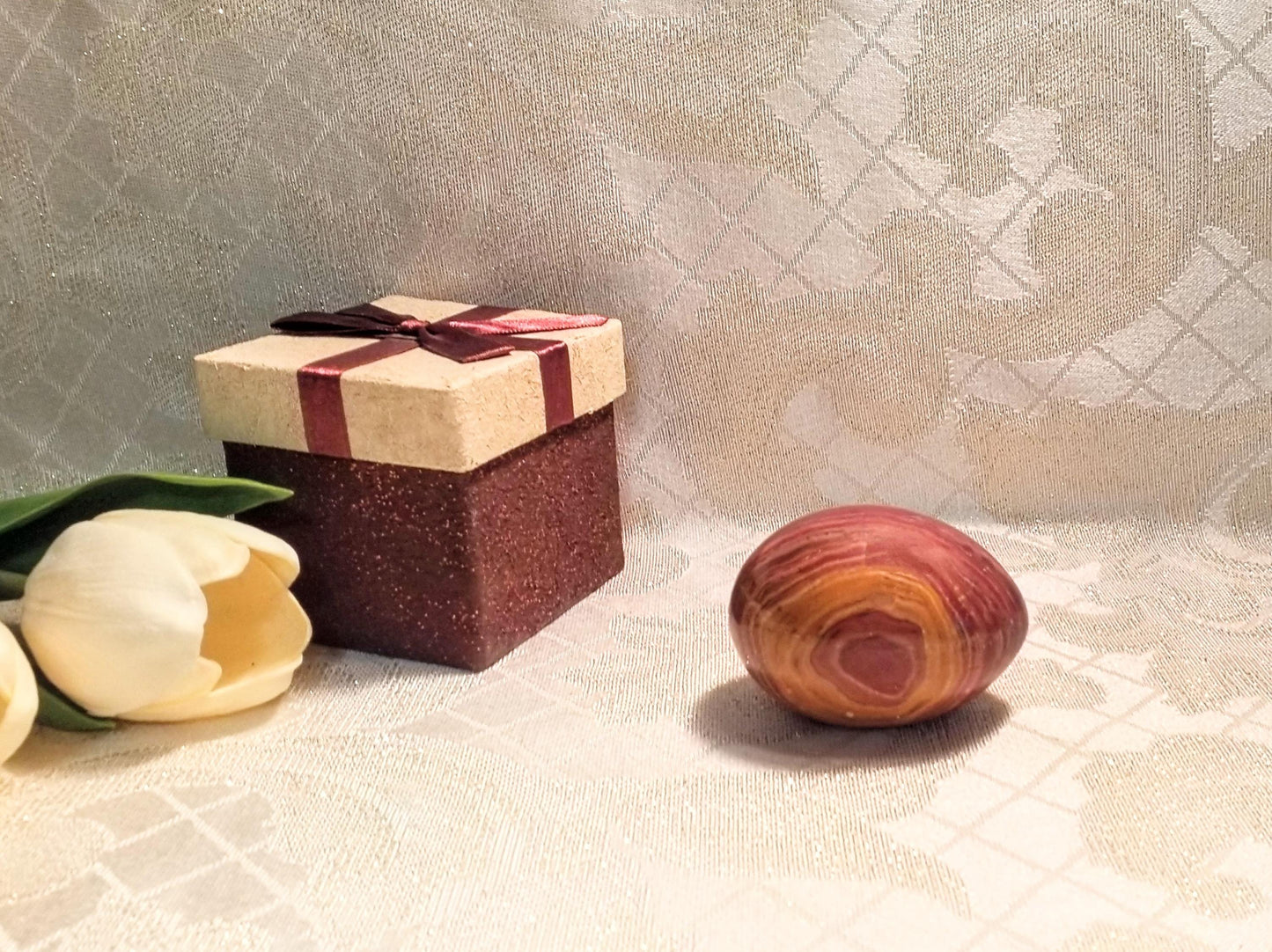 Petrified Wood Egg, Collectible Stone Decor with Presentation Box