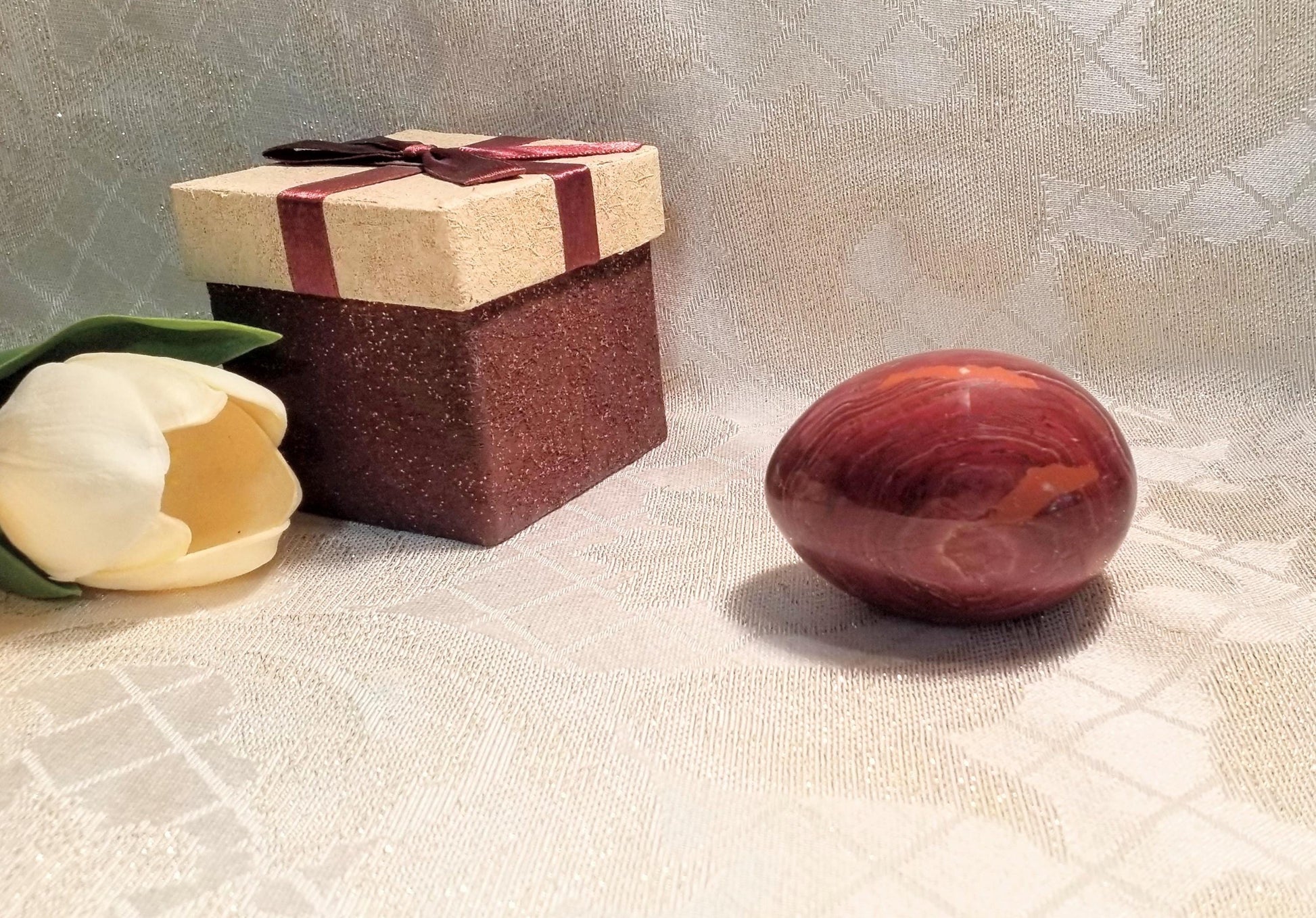Petrified Wood Egg, Collectible Stone Decor with Presentation Box