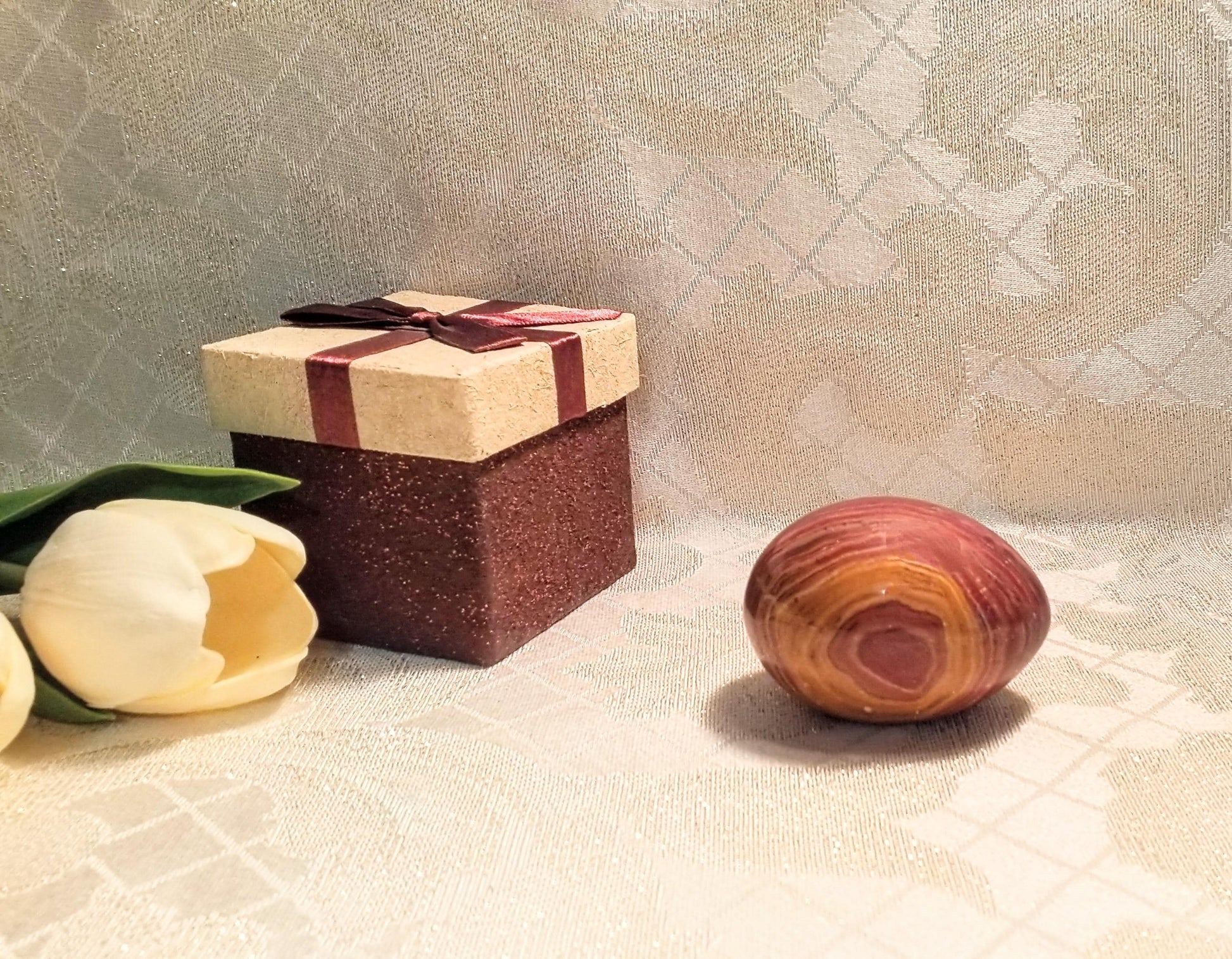 Petrified Wood Egg, Collectible Stone Decor with Presentation Box