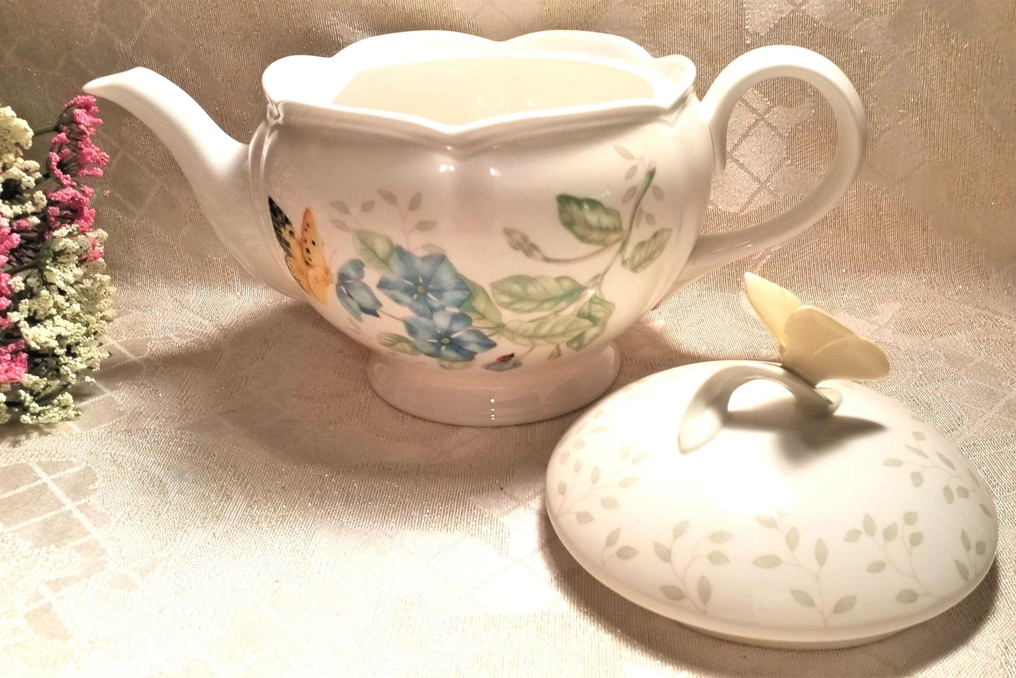 Lenox Butterfly Meadow Teapot, Laurie Le Luyer Design 30 Ounce And Always FREE Domestic SHIPPING