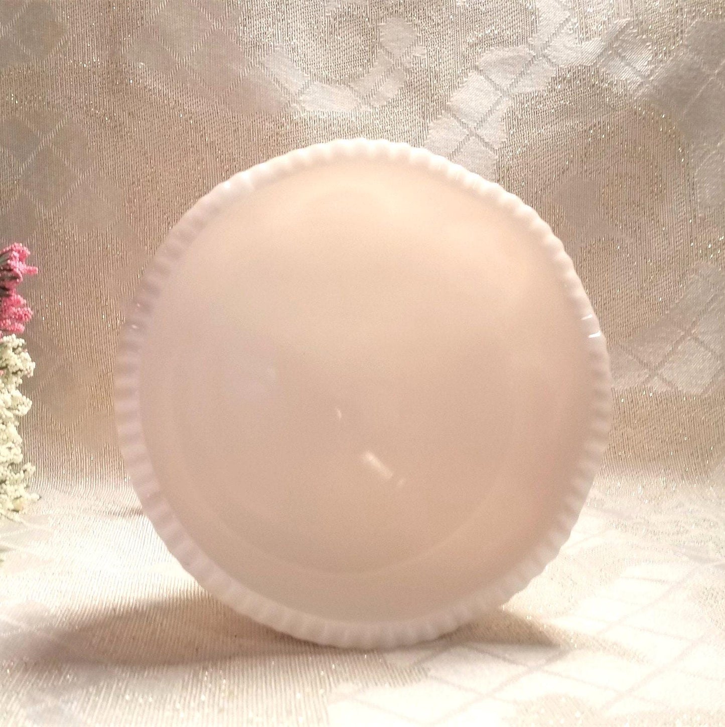 Vintage Milk Glass Compote: Cut Designs, Sawtooth Edge Always FREE Domestic SHIPPING