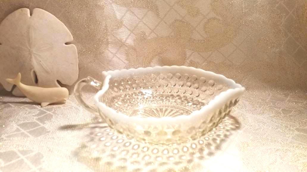 Vintage Heart Shaped Candy Dish White Milk Glass Rim And Always FREE Domestic SHIPPING