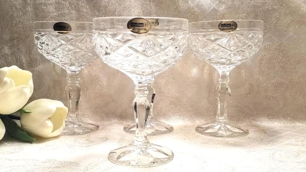 Sheffield Crystal Champagne/Gelato Glasses, Set of 4 - Wedding Glassware