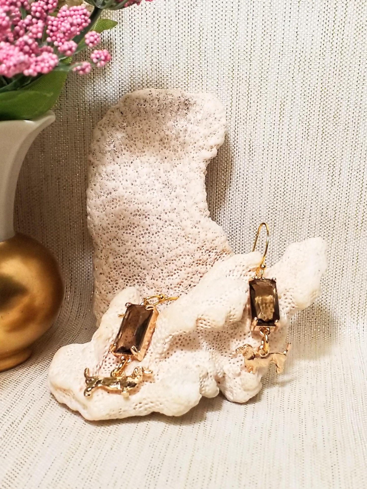 Dachshund Charm Earrings Handcrafted Crystal & Gold-Plated Dangle Earrings Always FREE Domestic SHIPPING