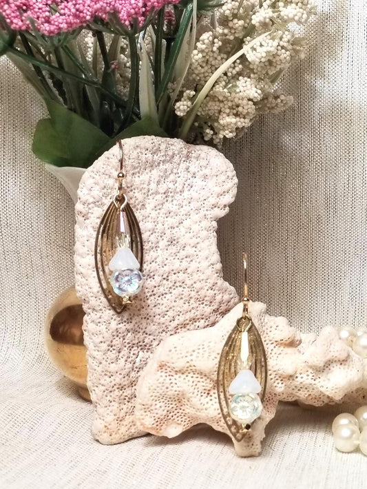 Filigree Earrings Czech Floral Crystal Goldplated French Wires And Always FREE Domestic SHIPPING