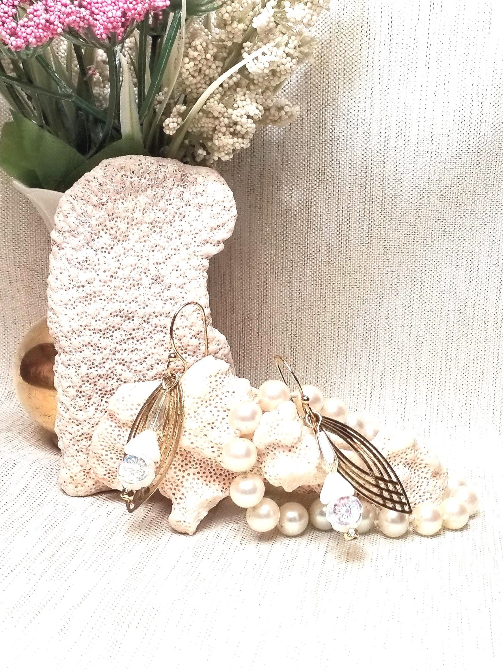 Filigree Earrings Czech Floral Crystal Goldplated French Wires And Always FREE Domestic SHIPPING