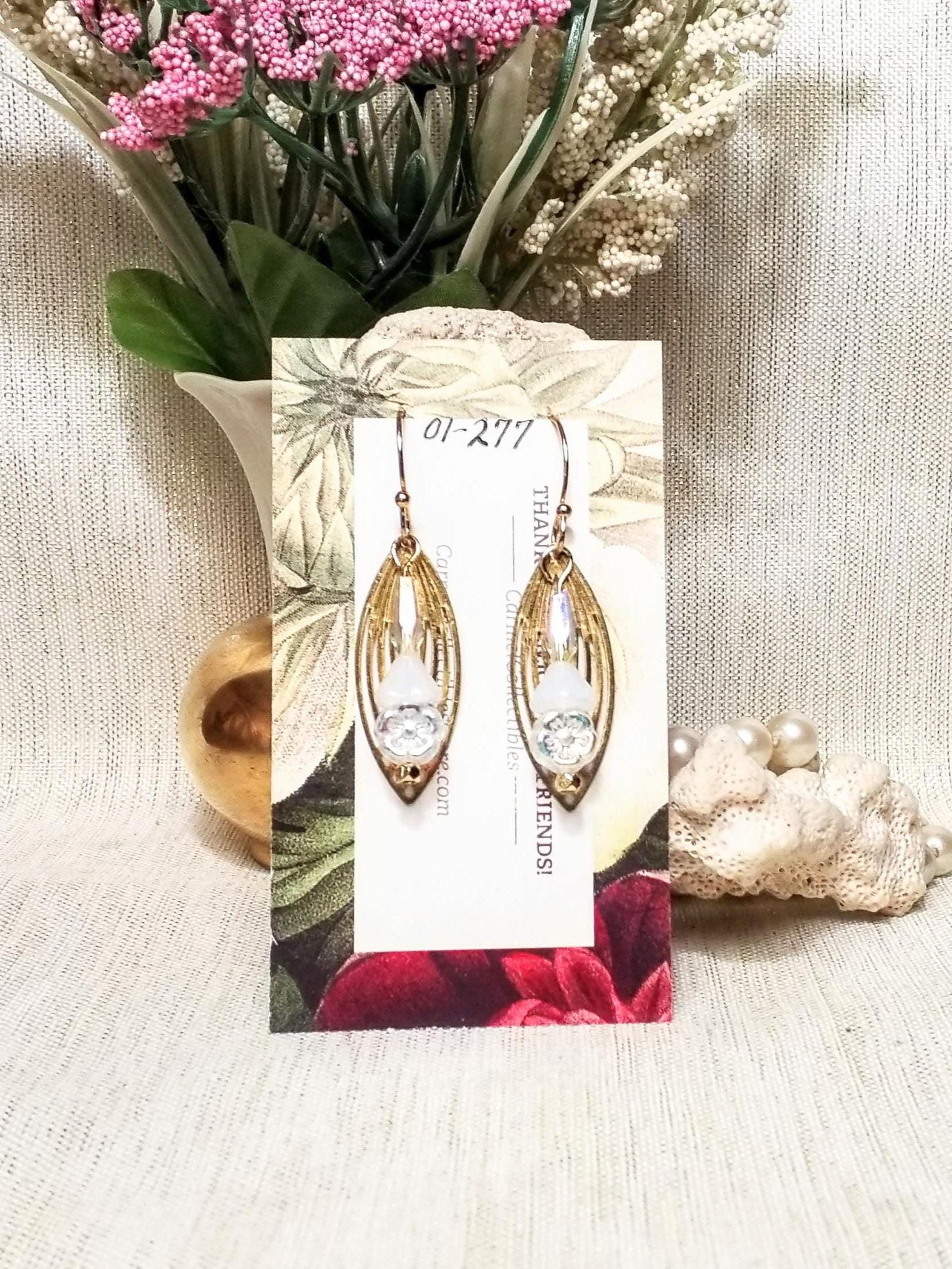 Filigree Earrings Czech Floral Crystal Goldplated French Wires And Always FREE Domestic SHIPPING