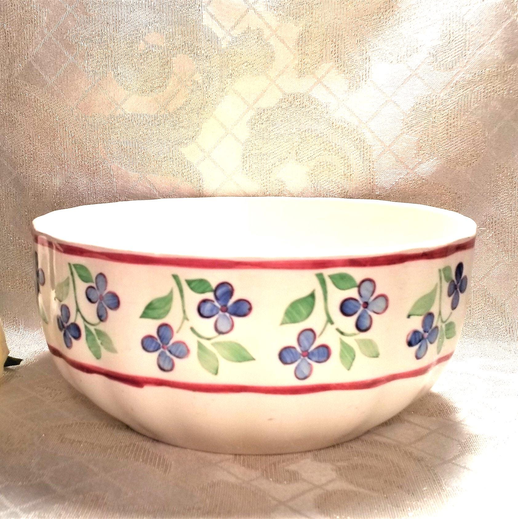 Large Vintage Floral Bowl, 1940s German Porcelain, Kitchen Decor