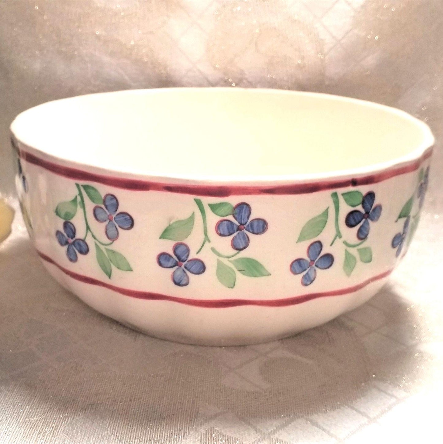 Large Vintage Floral Bowl, 1940s German Porcelain, Kitchen Decor