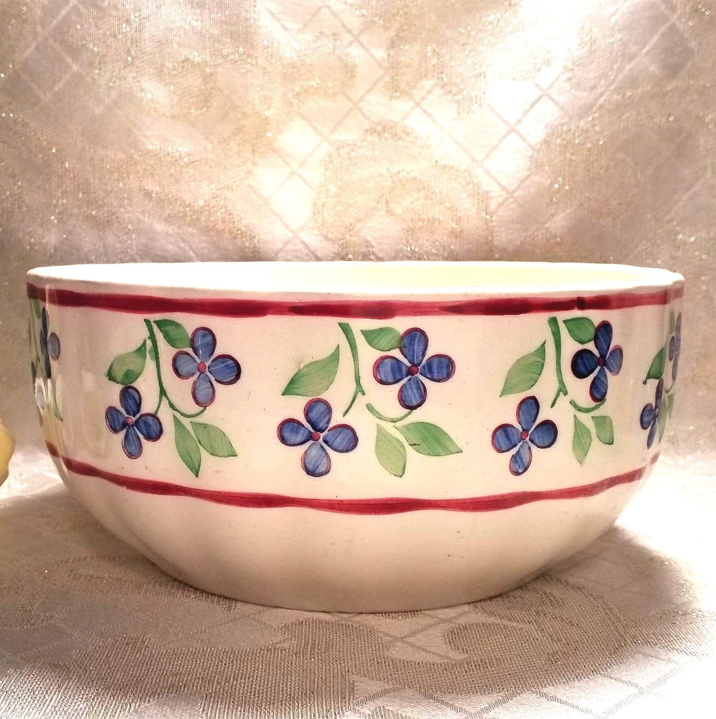 Large Vintage Floral Bowl, 1940s German Porcelain, Kitchen Decor