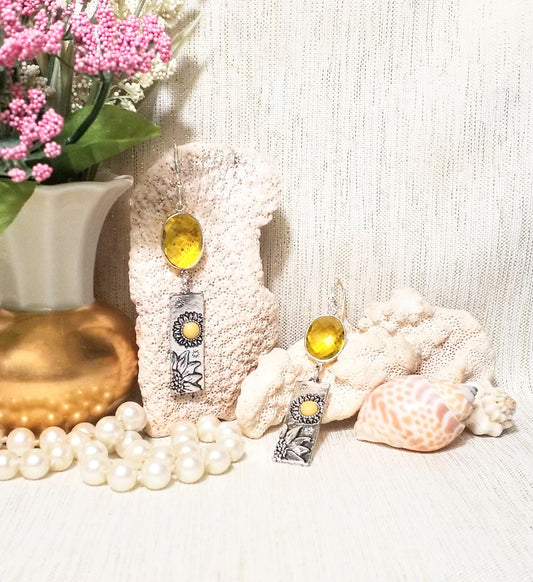 Handcrafted Earrings Beautiful Sunny Yellow Style Silverplated French Earwires Bright And Cheery For Spring FREE Domestic SHIPPING