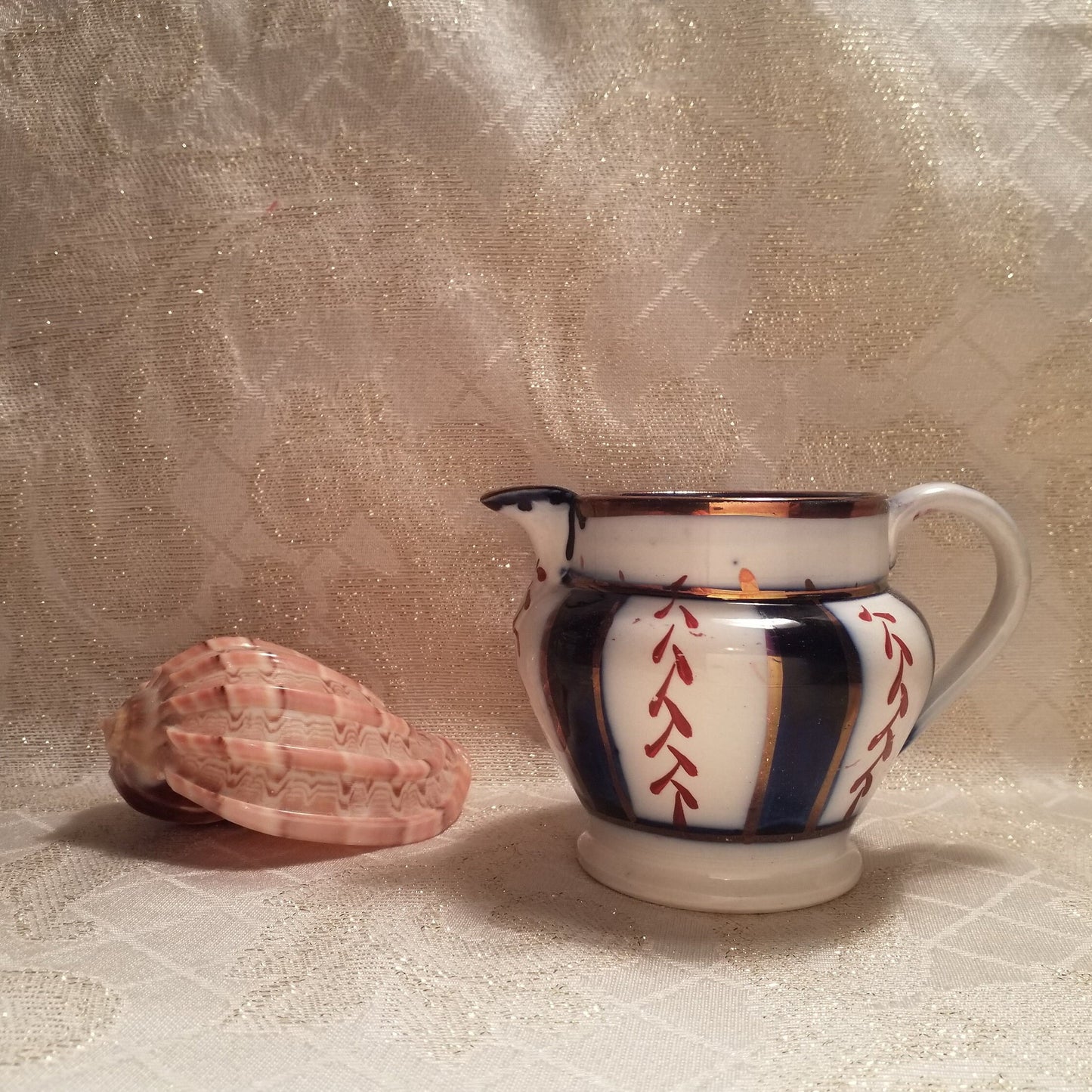 Gaudy Welsh Wagon Wheel Pattern Flo Blue Swansea Cottage Gaudy Dutch Vintage Creamer Collectible Always FREE Domestic SHIPPING