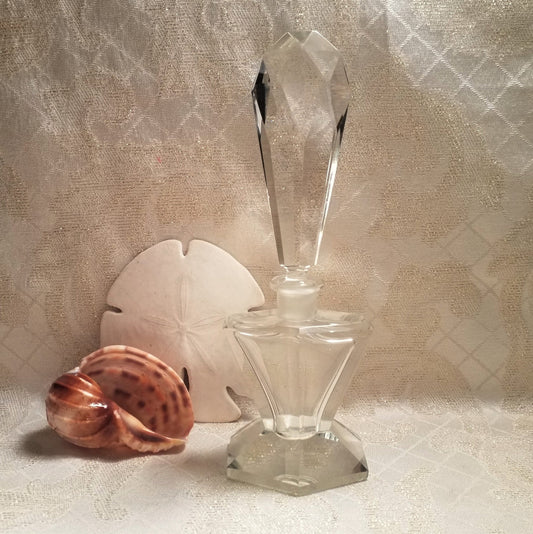 Czechoslovakia Extra Tall Vintage Collectible Crystal Perfume Bottle With Stopper Ideal Gift Beautiful Display Always FREE Domestic SHIPPING