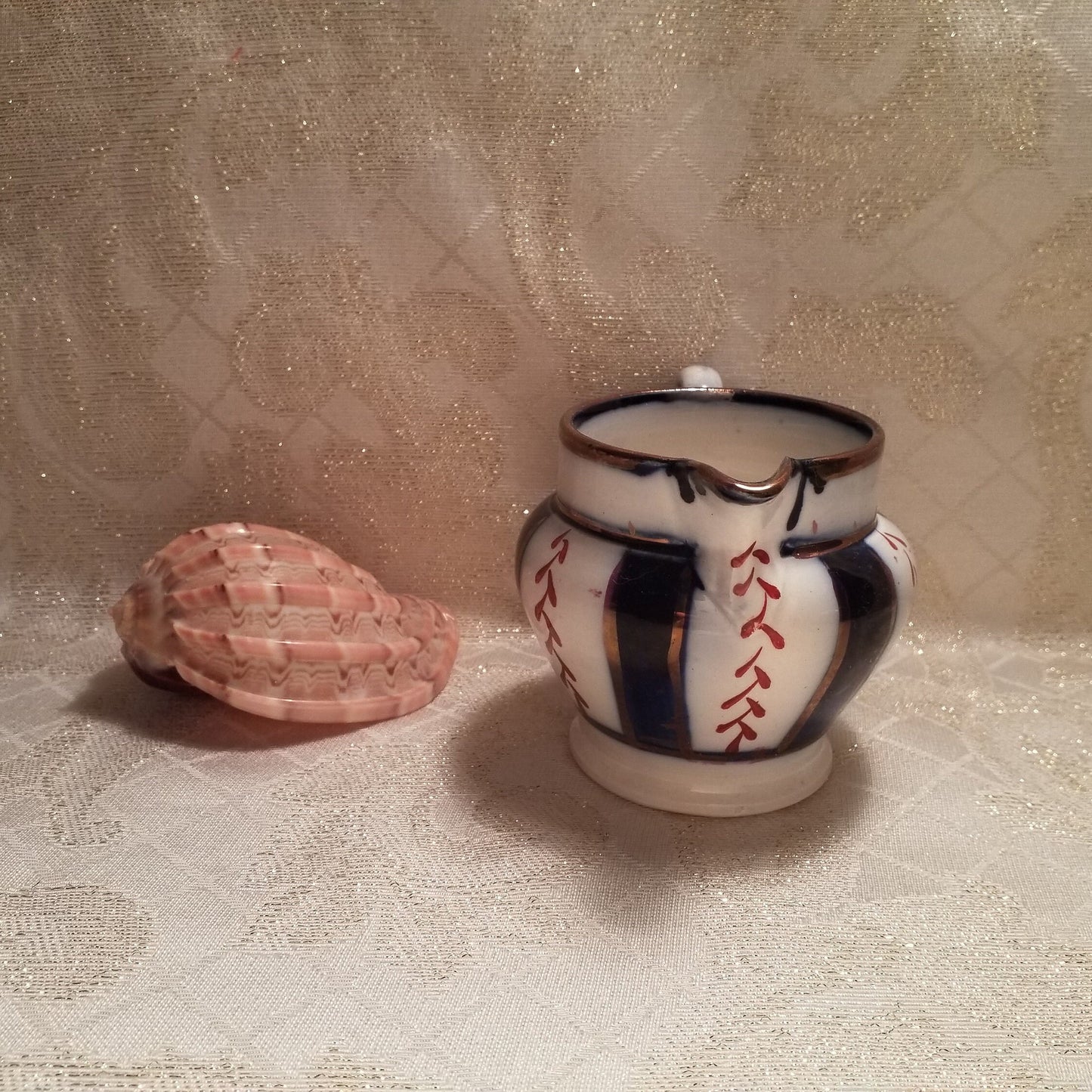 Gaudy Welsh Wagon Wheel Pattern Flo Blue Swansea Cottage Gaudy Dutch Vintage Creamer Collectible Always FREE Domestic SHIPPING