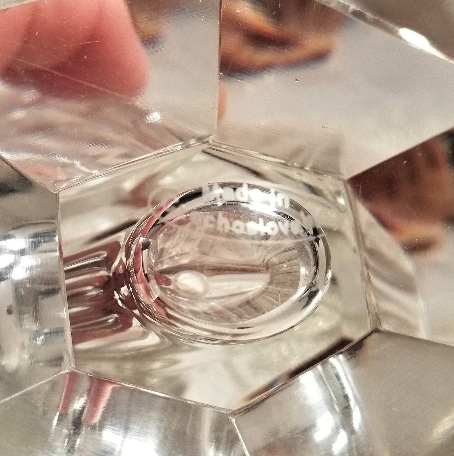 Czechoslovakia Extra Tall Vintage Collectible Crystal Perfume Bottle With Stopper Ideal Gift Beautiful Display Always FREE Domestic SHIPPING